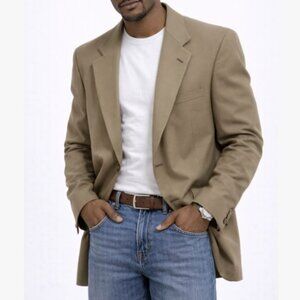Vintage Chaps Ralph Lauren 90's Men's Tan Blazer Sport Coat Made USA Classic 44